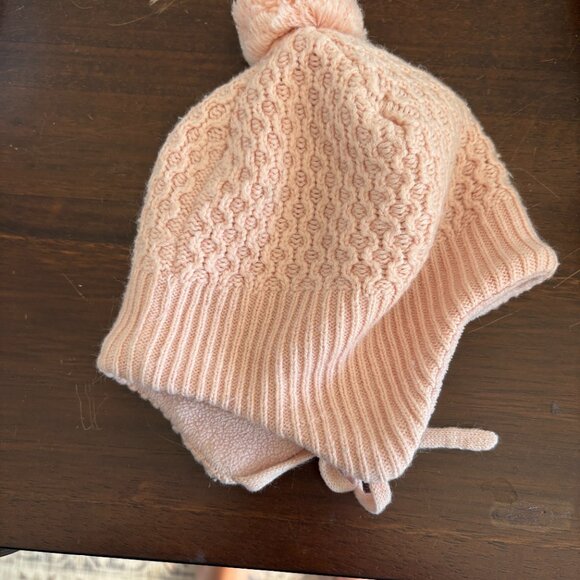 H&M Knit Pom Pom Hat Light Pink 2T Girls Outdoor Winter Snow Warm - Picture 5 of 6